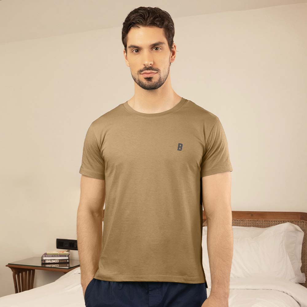 Lounge Life Sleepwear Top for Men - Beige