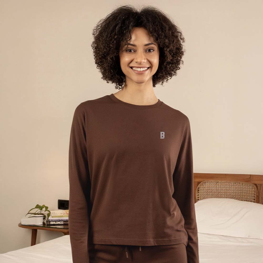 Lounge Life Oversized Sleep Tee for Women - Coffee