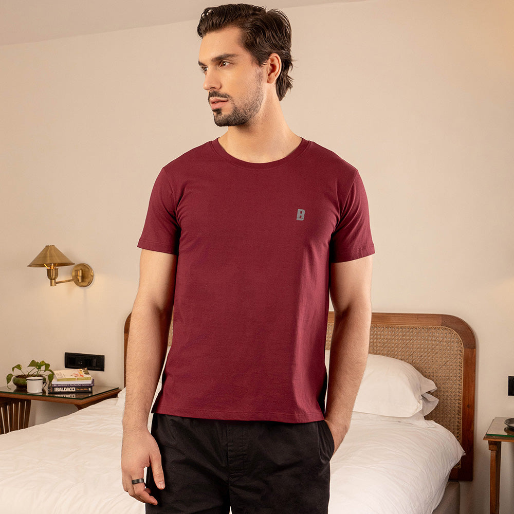Lounge Life Sleepwear Tee for Men - Maroon
