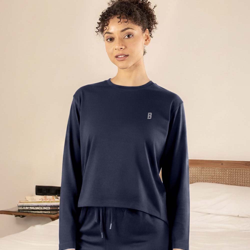 Lounge Life Oversized Sleep Tee for Women - Navy