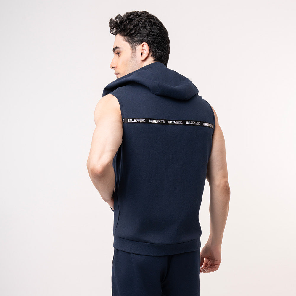 Blue Sleeveless Hoodie Men