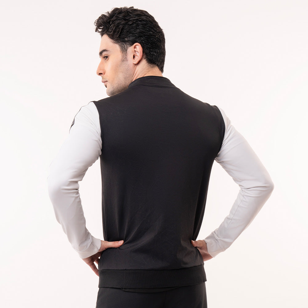 Men Signature Zip Up Jacket - Black & White