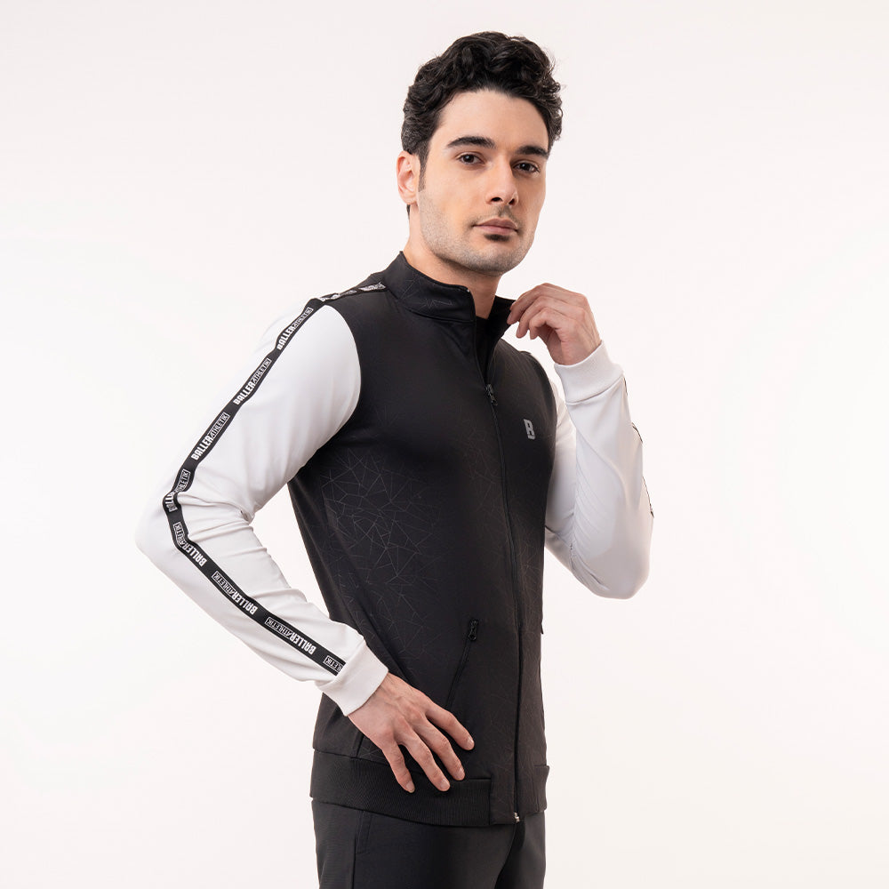 Men Signature Zip Up Jacket - Black & White