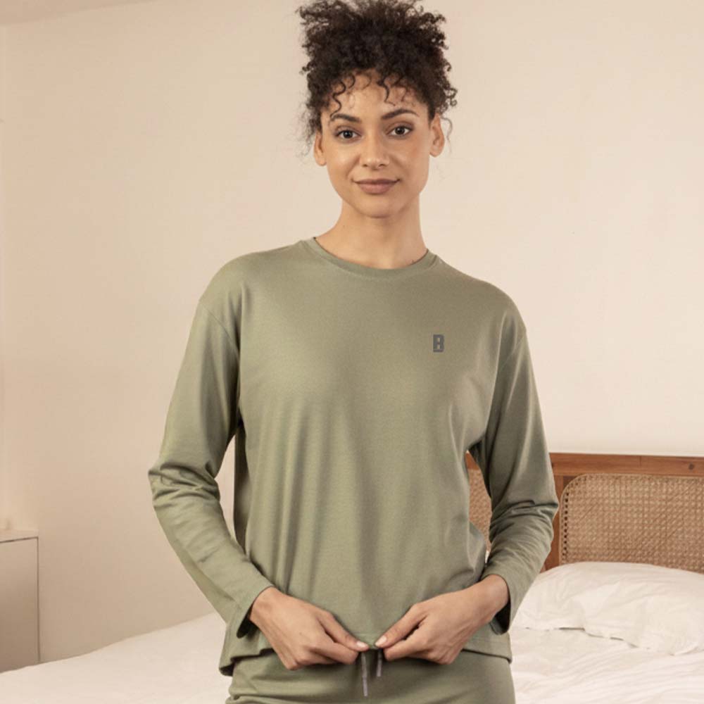 Lounge Life Oversized Sleep Tee for Women - Sage Green