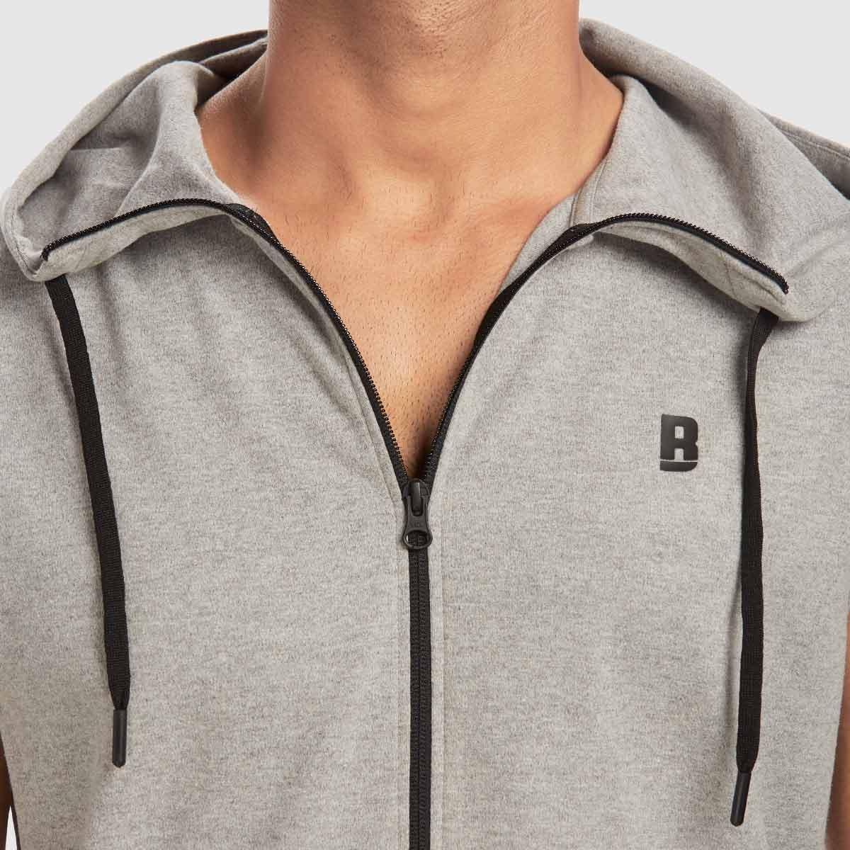 Grey Sleeveless Hoodie Men