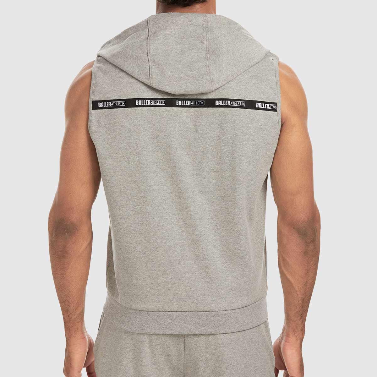 Grey Sleeveless Hoodie Men