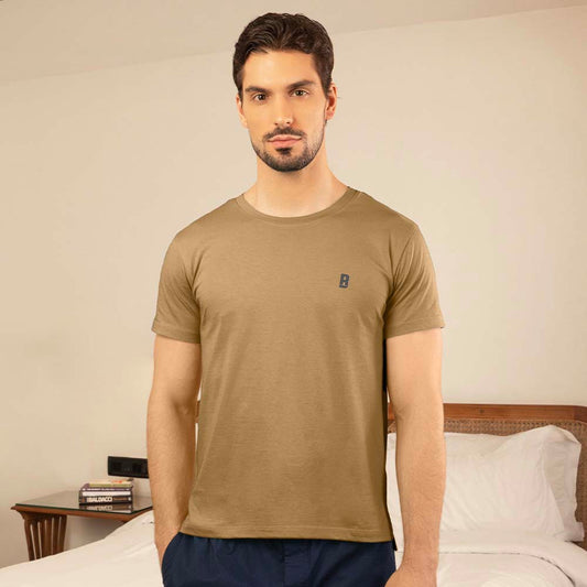 Lounge Life Sleepwear Top for Men - Beige