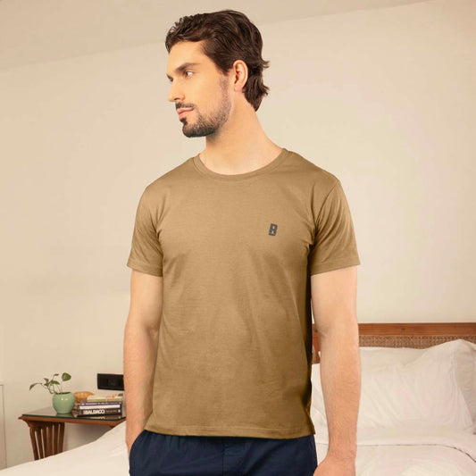 Lounge Life Sleepwear Top for Men - Beige