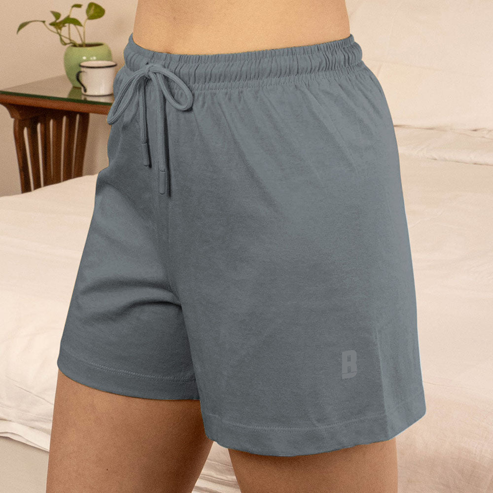 Lounge Life Sleep Shorts for Women - Steel Grey