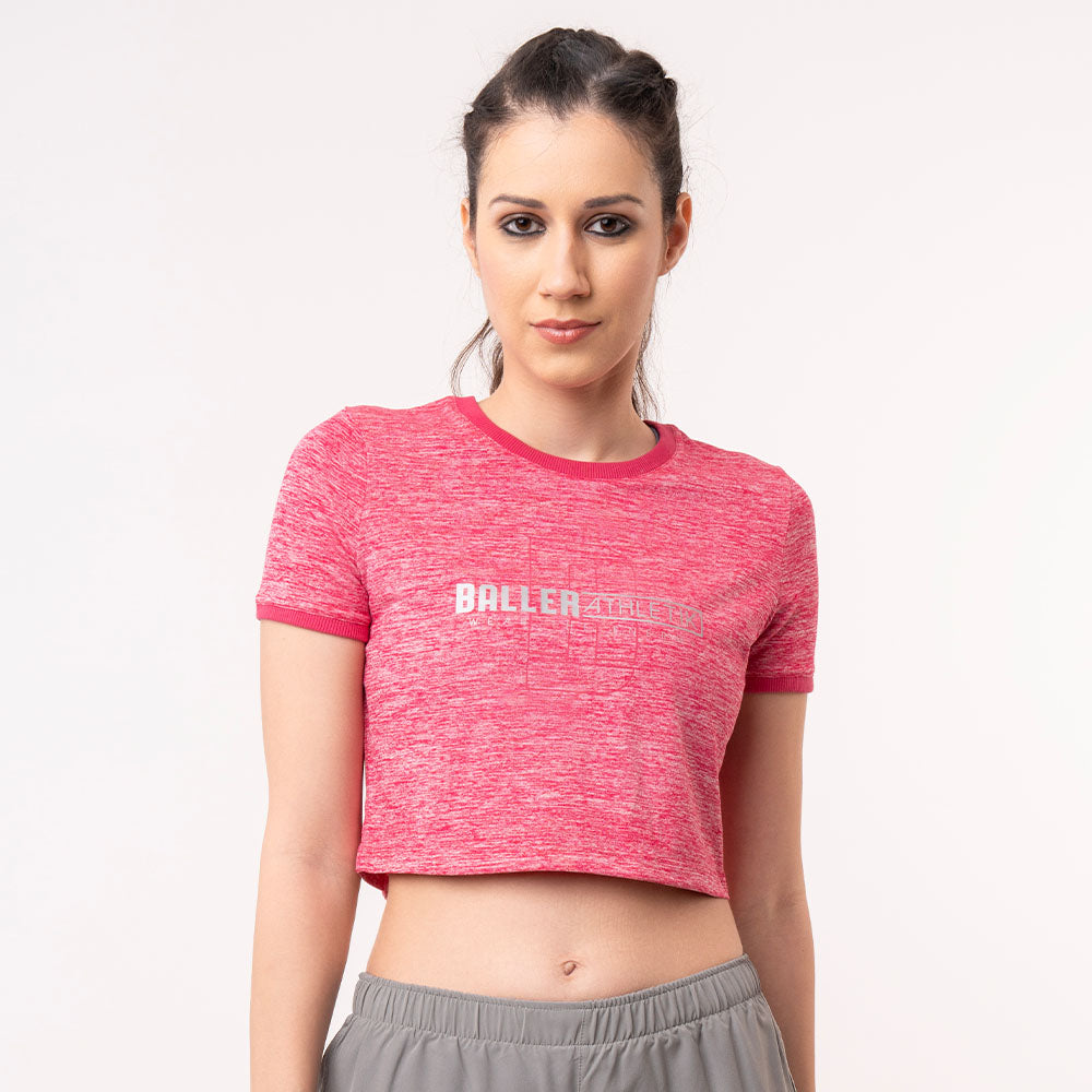 Crop Ringer Tee - Pink