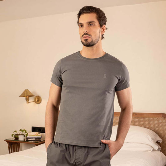 Lounge Life Sleepwear Top for Men - Steel Grey