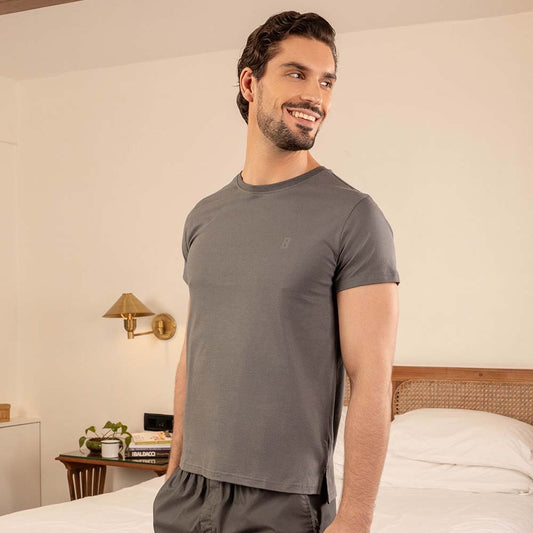 Lounge Life Sleepwear Top for Men - Steel Grey