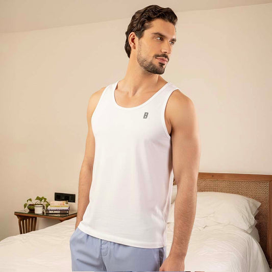 Lounge Life Sleep Vest for Men - White