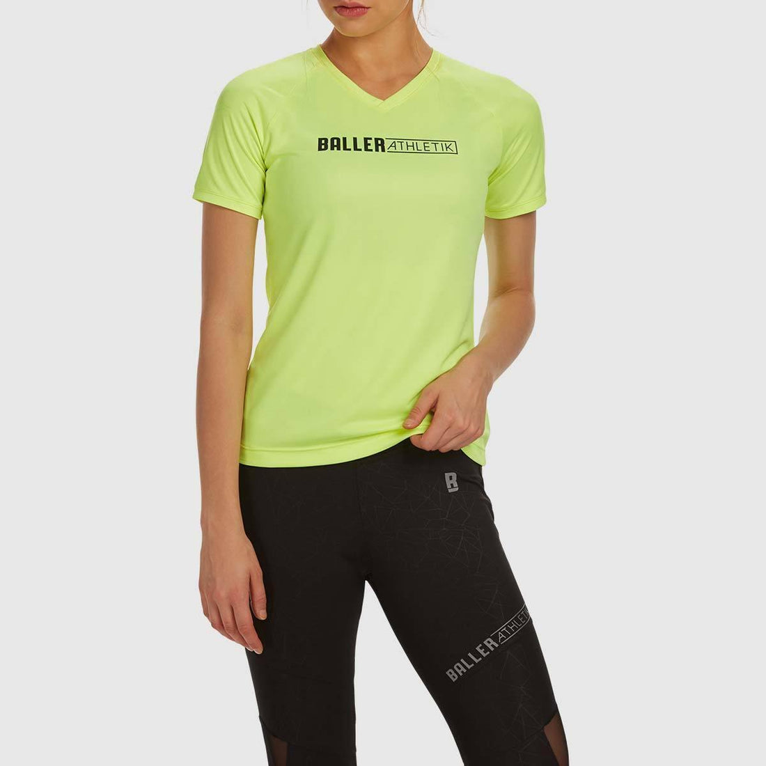 Neon Yellow V-neck Performance Tee