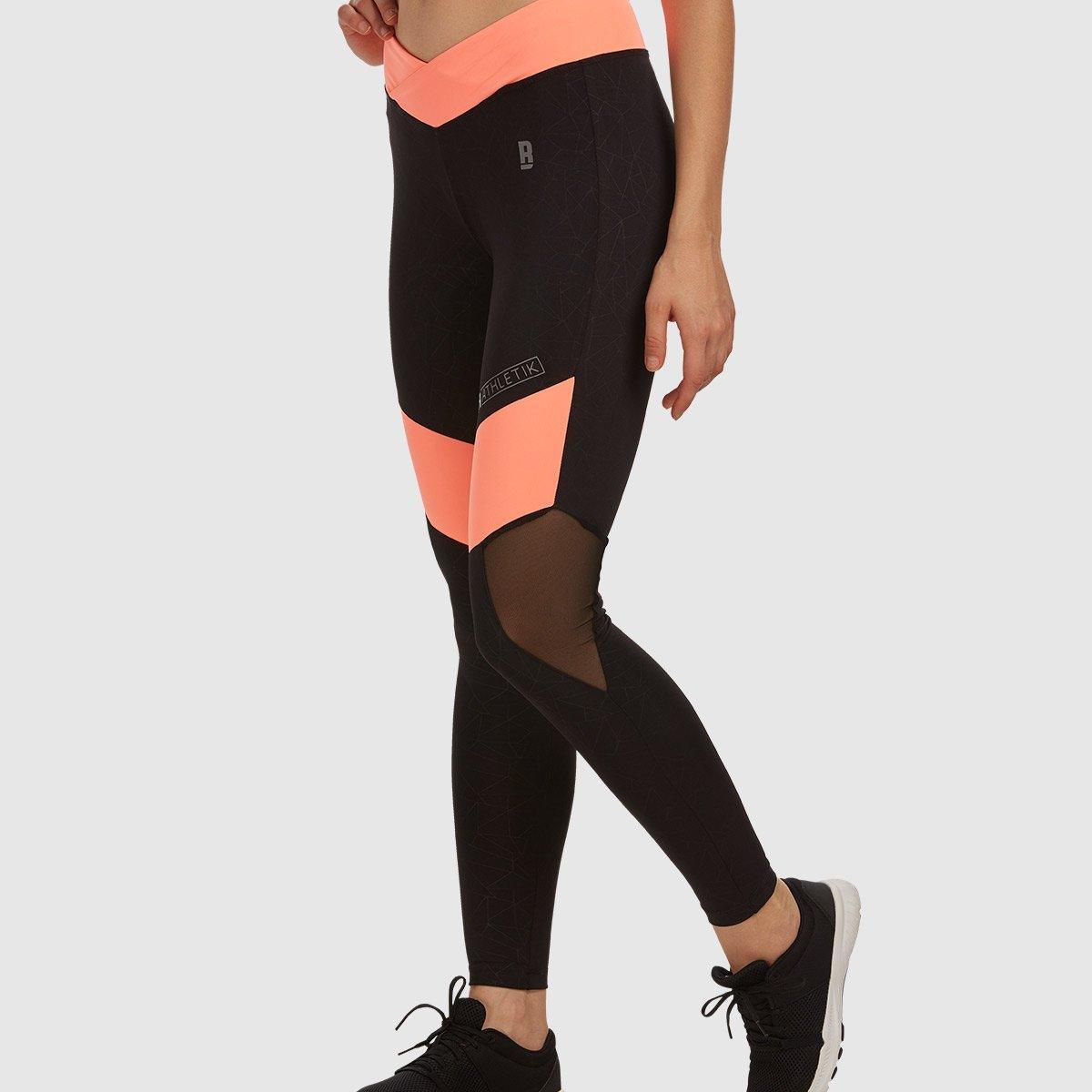 V Waist Tights - Black and Coral - Baller Athletik